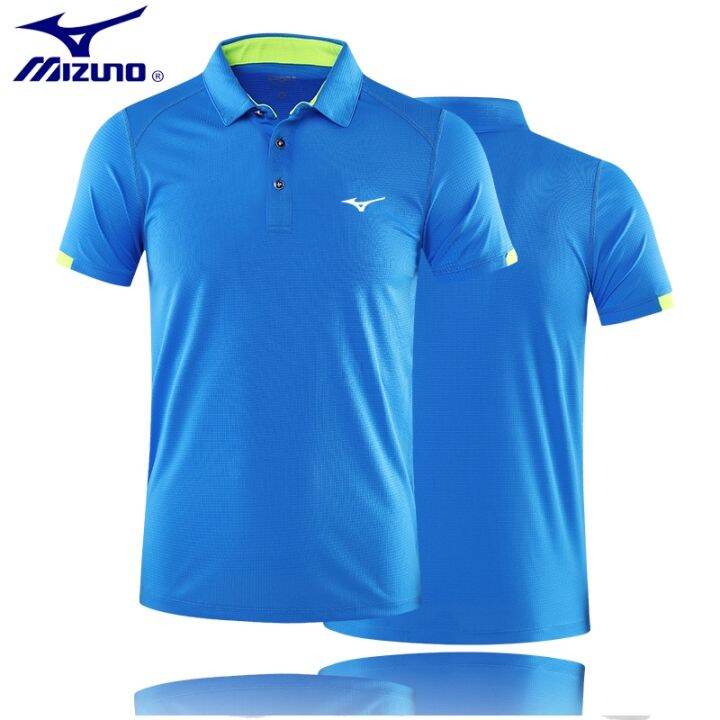 mizuno-เสื้อโปโลเคลื่อนไหวแขนสั้นเสื้อยืดผู้ชายหลวมกอล์ฟแห้งเร็วในช่วงฤดูร้อนของการฝึกอบรมเทนนิสระบายอากาศหญิง