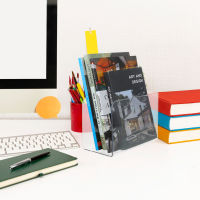 FICUESTORE【New】 ที่วางหนังสือแบบใส ที่วางหนังสืออะคริลิก ชั้นวางหนังสือแบบแนวตั้ง Baffle Stand Book Holder