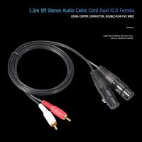 ดูเอิ้ล RCA สเตอริโอ5ft 1.5เมตรปลั๊กตัวผู้กับสายสายสำหรับเสียงตัวเมีย XLR คู่