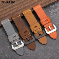 Wear-resistant handmade first-layer cowhide strap 20 22 26MM brown suitable for fat sea genuine leather soft bracelet