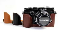 หนังแท้ Hard Half Body Case Grip สำหรับ Olympus PEN-F PEN F EP7กระเป๋ากล้อง E-P7 Take Out แบตเตอรี่โดยตรง Case