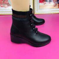 [COD] New British style short boots Douyin same slope bottom womens leather soft surface non-slip wear-resistant comfortable all-match