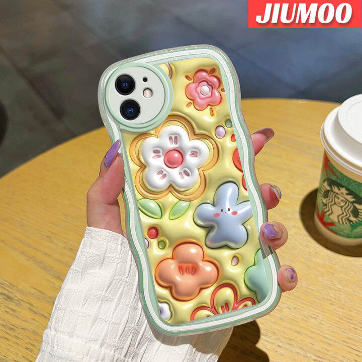 jiumoo-เคสโทรศัพท์ปลอกสำหรับ-samsung-galaxy-a22-4g-a22-5g-เคส3d-ลายดอกไม้สีสันสดใสเคสโทรศัพท์กรอบซิลิโคนนิ่มใสแบบแฟชั่นเลนส์กล้องถ่ายรูปเคสโปร่งใสป้องกันการกระแทก