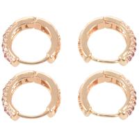 2 pair Elegant CZ Stone Hoop Earrings for Women Gold Plated Piercing Jewelry -Gold