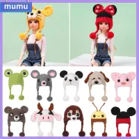 MUMU 12~16cm สำหรับตุ๊กตา Obitsu11 อุปกรณ์เสื้อผ้าตุ๊กตา หมวกถักการ์ตูน 1/12bjd หมวก หมวกหูสัตว์ ตุ๊กตาถักหมวก