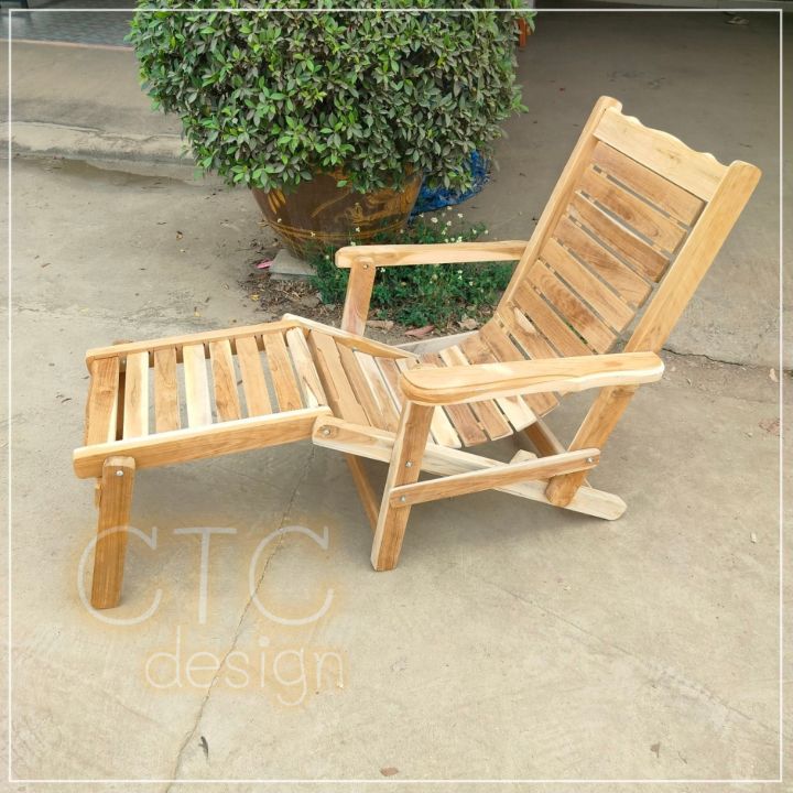 ctc-เก้าอี้พับชายหาด-ปรับ-นั่ง-นอนได้-งานไม้สักเมืองแพร่-70-160-80-ซม-กว้าง-ลึก-สูง-มีที่วางเท้า-เก้าอี้โซฟา-ไม่ทำสี