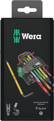 Wera Tools 05073599001 967 SPKL/9 TX BO SB L-Key Set Tamper-Proof TORX Screws, One Size, Multi Multicolor