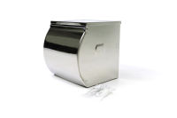 Toilet roll holder ที่ใส่กระดาษชำระ ที่แขวนกระดาษชำระ กล่องทิชชู่ม้วน สแตนเลสแบบติดผนัง ขนาด 12x13x13 cm
