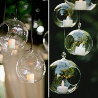 Flower Hanging Vase Glass Planter Plant Terrarium Container Home Wedding Yard Decor Clear Flower Hanging Ball Vase Planter S/M/L