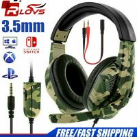 Headphone Gaming แบบมีสาย RLOVS พร้อม PS4ไมโครโฟนสำหรับคอมพิวเตอร์ PS5เบส Xbox สเตอริโอพีซีเสียงคุณภาพสูงของขวัญหูฟังแบบมีสาย