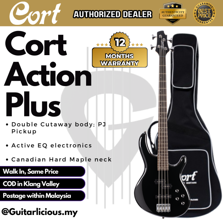 Cort Action Plus Electric Bass Guitar with Bag - Black (232-3 ...