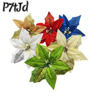 [P7tJd] 22Cm อุปกรณ์ตกแต่งคริสต์มาสดอกไม้ปาร์ตี้ปีใหม่ต้นคริสต์มาสผ้า Poinsettia ดอกไม้ประดิษฐ์ฝีมือประณีตบรรยากาศเทศกาล DIY