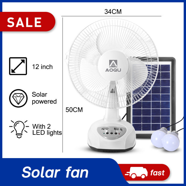 Electric Fan 12 Inch Usb Mobile Charging Solar Fan Multi Function Desk