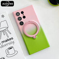 AUOVIEE เคสซิลิโคนนิ่มไล่ระดับสีสุดหรูสำหรับเคส Magsafe สำหรับ Samsung Galaxy S23 Ultra Plus S23Ultra ตัวยึดแหวนนิรภัย Mac พร้อมที่ครอบเลนส์