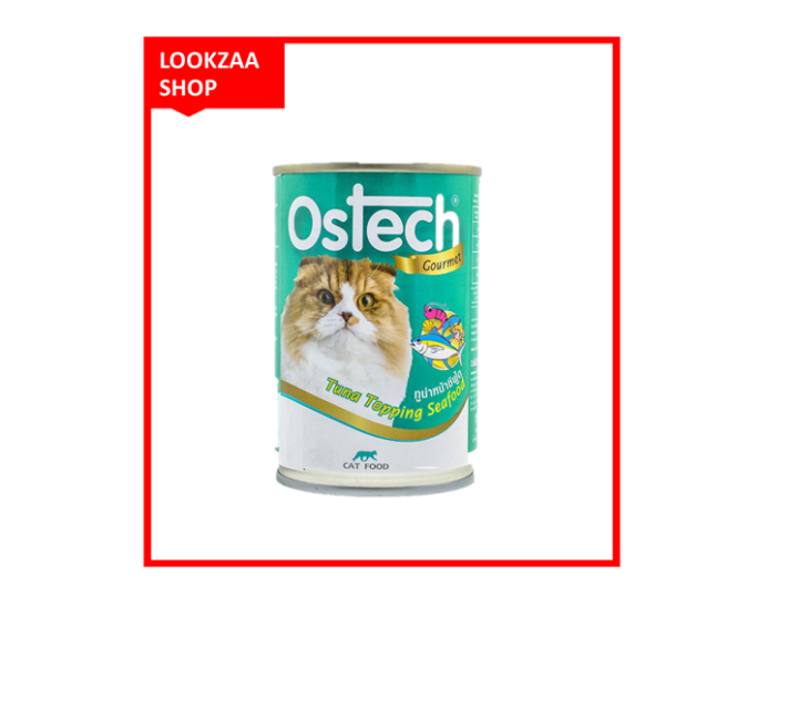 ostech-gourmet-ออสเทค-อาหารกระป๋องกัวเม่-สำหรับแมว-รสทูน่าหน้าซีฟู้ด-ขนาด-400-g