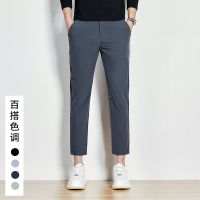 [COD] Silk Cropped Pants New Stretch Mens Breathable Thin Section Trend Quick-drying Entity