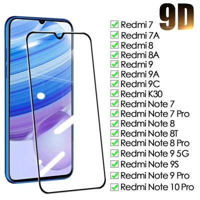 แก้วป้องกัน9d สำหรับ Xiaomi Redmi Note 9S อุปกรณ์ป้องกัน7a 8 10 8T หน้าจอ9 Pro 9a 9c 8a เทมเปอร์7
