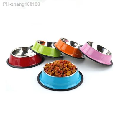 New Pet Dog Stainless Steel Bowls Puppy Cats Food Drink Water Dish Feeder Travel Feeding Non-slip Feeding Dishes Pets Supplies