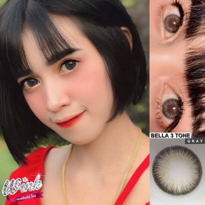 🔥ขายดีที่1 มีค่าสายตา🔥 Wink Bella3tone Gray Brown บิ๊กอาย สุดปัง คอนแทคเลนส์ รายเดือน มีอย แถมตลับฟรี เลนส์นิ่ม สวยปังมาก