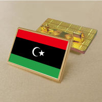 Libyan flag pin 2.5*1.5cm zinc die-cast PVC colour coated gold rectangular medallion badge without added resin