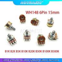 30pcs B1K B2K B5K B10K B20K B50K B100K B500K  15mm  6Pin Shaft WH148 Amplifier Dual Stereo Potentiometer WATTY Electronics