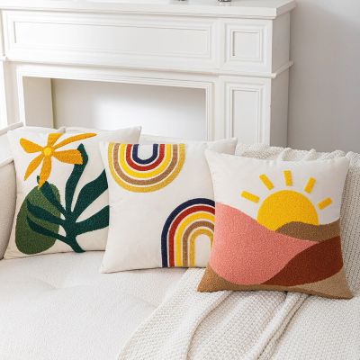 Cartoon Abstract Embroidery Cushion Cover 45*45 Soft Velvet Decorative Pillow Cover for Sofa Home Floor Throw Pillow Cases