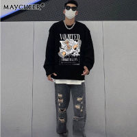 MAYCHEER คอกลมเสื้อกันหนาวลายการ์ตูนและเสื้อฤดูใบไม้ร่วงแขนยาว