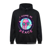 Kantung Alien Lucu I Come In Peace Ufo Funny Rave Edm Plur Hoodie Sweter Pria Hoodie Luar Ruangan Tudung Pribadi Retro Size Xxs-4Xl