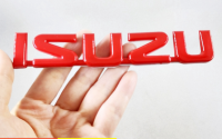 โลโก้ตัวอักษร อีซูซุ สีแดง งานพลาสติก ติดด้านหลัง d-maxRed ABS Chrome ISUZU Logo Letter Car Side Rear Trunk Emblem Sticker Badge Decal Repalcement For ISUZU