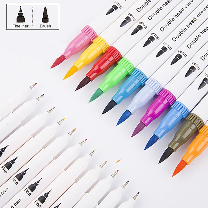 cw-12-colores-markers-pens-set-painting-manga-highlighter-school-supplies-korean-stationery