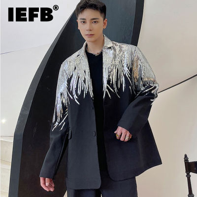 IEFB Heavy Craft Embroidery Sequin Trend Casual Mens Blazer 2022 New Spring Fashion fit Jacket Streetwear Suit Coat 9Y9245