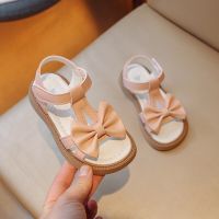 Girls Sandals 2023 Summer Bow Childrens Fashion Princess Shoes Versatile Childrens Soft Beach Shoes Solid Kids Casual Shoes