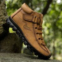 CODai424839 Ready Stock Men Handmade Shoes Microfiber Leather Casual Outdoor Boots