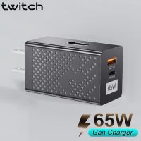 Twitch อะแดปเตอร์ชาร์จติดผนัง 65W Gan QC 3.0 USB Type C ปลั๊ก EU US