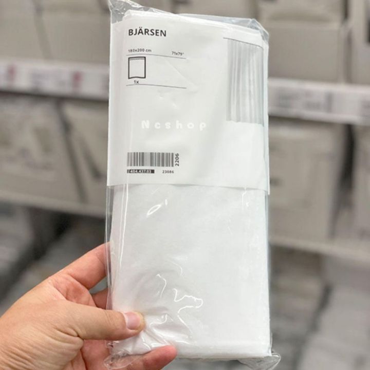 พร้อมส่ง-ผ้าม่านห้องน้ำ-ม่านอาบน้ำ-สีขาว-180x200-ซม-ikea-อิเกีย-shower-curtain-white