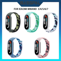 BassPal สำหรับวง Xiaomi Mi 7สาย Camou-Flage สายห่วงไนลอน NFC สำหรับ Miband 6 5 4 3เครื่องประดับรัดข้อมือ