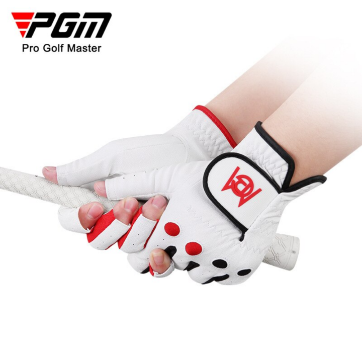 ถุงมือกอล์ฟ-pgm-ถุงมือหนัง-pu-กอล์ฟหญิง1คู่ถุงมือไม่มีนิ้ว-st029ถุงมือกีฬาระบายอากาศ