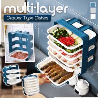 Kitchen Dishes Organizer Multilayer Dishes Shelves Saving Space Wall-mounted Cuisines Racks Drawer Type Cook Dishes Holders