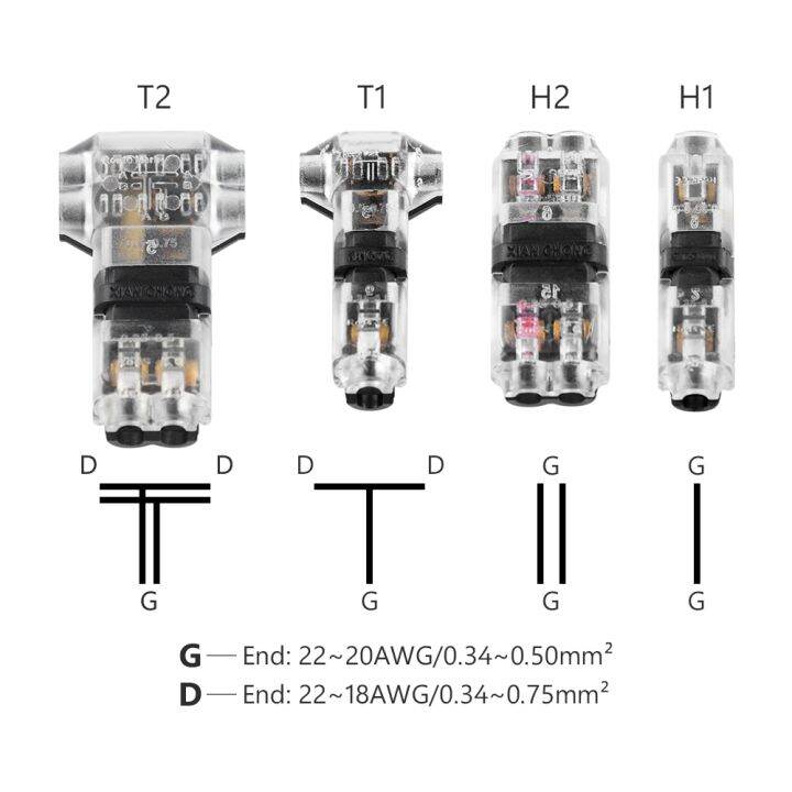 5-10-20pcs-quick-electrical-cable-1-2-pin-i-type-for-led-strip-car-electric-wire-connector-quick-wire-splice-connectors-22-18awg