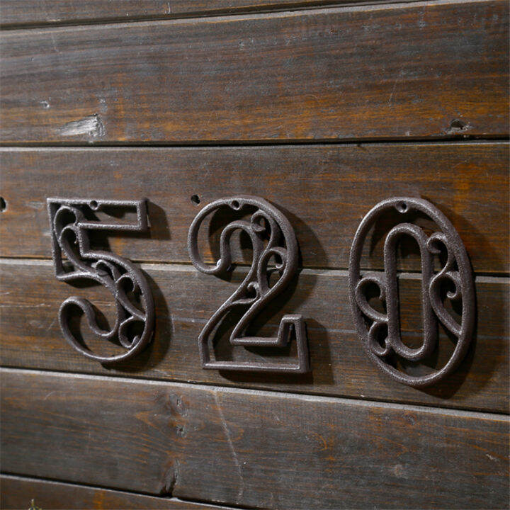 FR METAL DIGITAL Number Cast Iron House Sign Doorplate DIY Cafe Wall