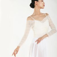 Women Modern Dance Tops Ballet T Shirt Long Sleeves Ballet Practice Flower Net Classic Costumes For Dancing Tops Dancewear