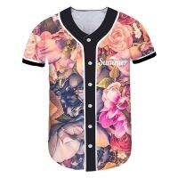 Men/Woman Short 3D Print Rose Flower Summer Baseball Jersey Shirt Casual Large Size Clothing Unisex Spring Drop Shipping