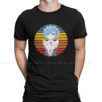 Funny Rem Vintage White Classic T-Shirts For Men Crewneck 100% Cotton T Shirts Rezero Starting Life In Another World Clothing