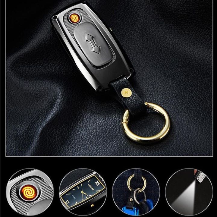 zzooi-new-creative-multifunction-watch-keychain-lighter-mini-flashlight-lighters-usb-charging-windproof-electronic-lighter