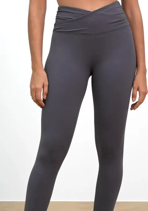 ODODOS Women's Cross Waist 7/8 Yoga Leggings with Inner Pocket, 21