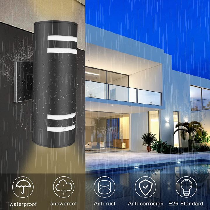 FIMILO Modern Outdoor Wall Lights with Dusk to Dawn Sensor E27 Bulbs Up and Down  Light Control Sensor Wall Mount Lamp IP65 Waterproof Anti-Rust Wall Sconce  Lighting for Yard Porch Corridor Balcony