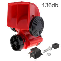 LOUD SNAIL COMPACT DUAL TONE AIR HORN 136dB 12V รถบรรทุกสีแดง RV AUTO MOTORCYCLE