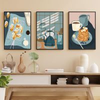 Food Moka Pot Posters and Prints Pancake Pictures Canvas Painting Wall