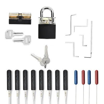 【CC】❂☽❈  Practice Transparent Lock Pick Set Locksmith Supplies Tension Wrench Combination Padlock Broken Hand Tools Hardware