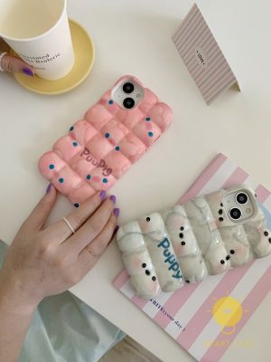 For เคสไอโฟน 14 Pro Max [3D Grids Airbag Cute Pig Puppy] เคส Phone Case For iPhone 14 Pro Max Plus 13 12 11 For เคสไอโฟน11 Ins Korean Style Retro Classic Couple Shockproof Protective TPU Cover Shell